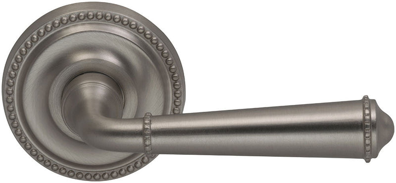 Omnia Traditions 946 Beaded Lever with 2 5/8" Beaded Rose in Satin Nickel, Lacquered finish