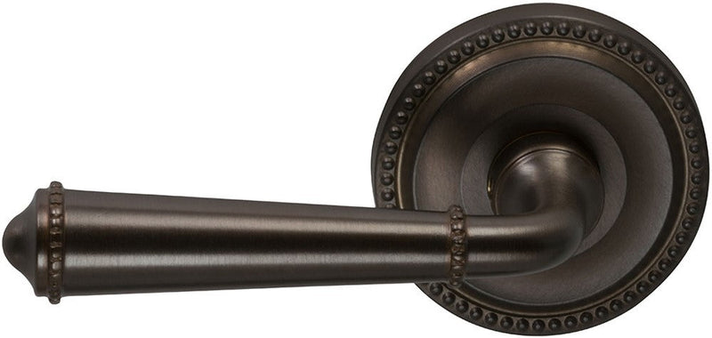 Omnia Traditions 946 Beaded Lever with Round Beaded Rosette in Antique Bronze, Unlacquered finish