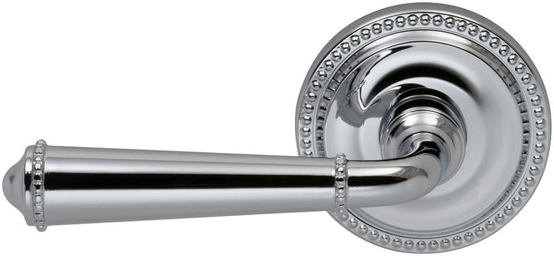 Omnia Traditions 946 Beaded Lever with Round Beaded Rosette in Polished Chrome, Plated finish