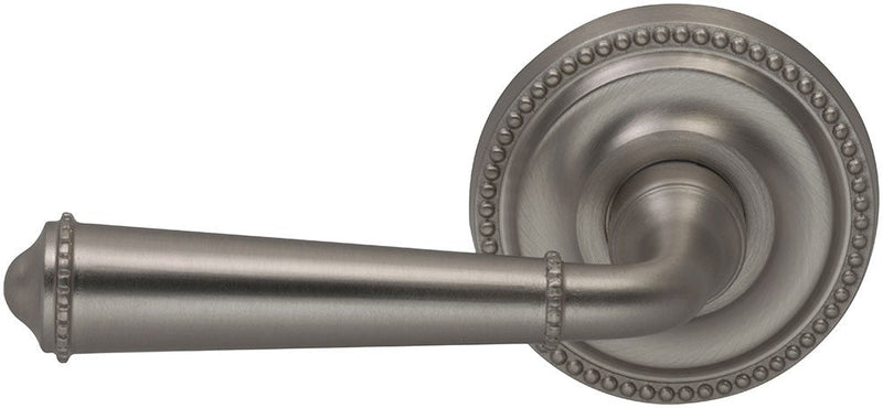 Omnia Traditions 946 Beaded Lever with Round Beaded Rosette in Satin Nickel, Lacquered finish