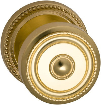 Omnia Traditions Beaded 430 Knob with Beaded Rose in Polished Brass, Lacquered finish