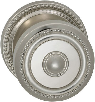 Omnia Traditions Beaded 430 Knob with Round Beaded Rosette in Polished Nickel, Lacquered finish