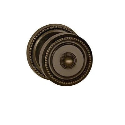 The Omnia Traditions Beaded 430 Knob with Round Beaded Rosette in Shaded Bronze finish