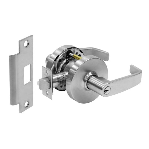 Sargent Classroom Cylindrical Lock Grade 1 With L Lever and L Rose and ASA Strike and LA Keyway in Satin Chrome finish