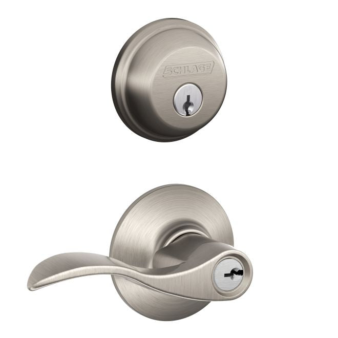 Schlage Accent Keyed Entry Lever and Deadbolt Combo Pack in Satin Nickel finish