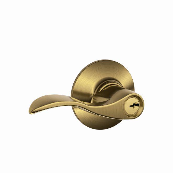 Schlage Accent Lever Keyed Entry Lock in Antique Brass finish