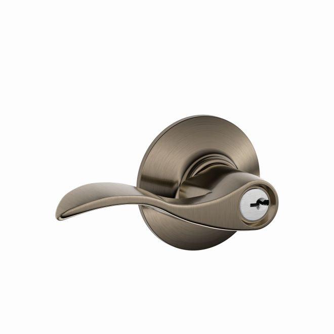 Schlage Accent Lever Keyed Entry Lock in Antique Pewter finish