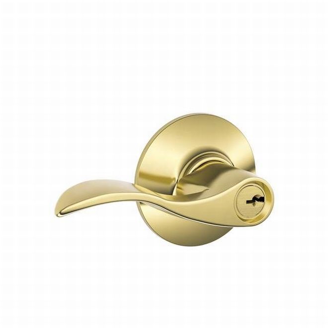 Schlage Accent Lever Keyed Entry Lock in Bright Brass finish