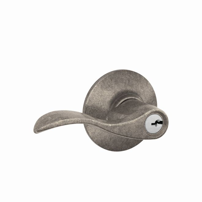 Schlage Accent Lever Keyed Entry Lock in Distressed Nickel finish