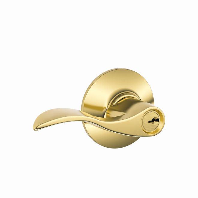 Schlage Accent Lever Keyed Entry Lock in Lifetime Brass finish