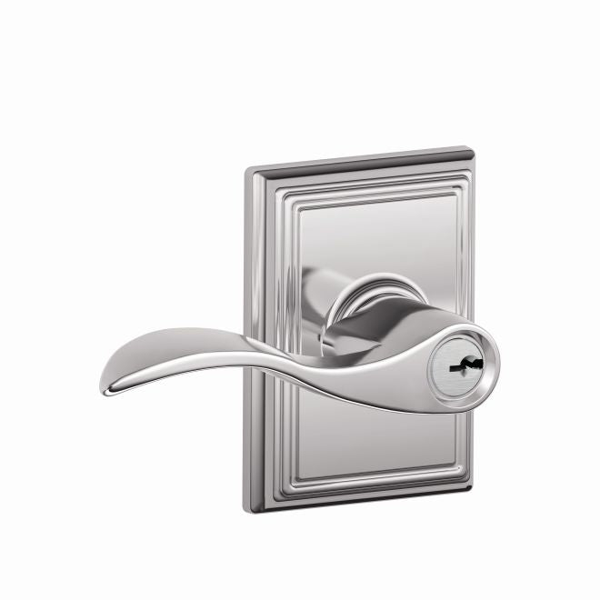 Schlage Accent Lever With Addison Rosette Keyed Entry Lock in Bright Chrome finish