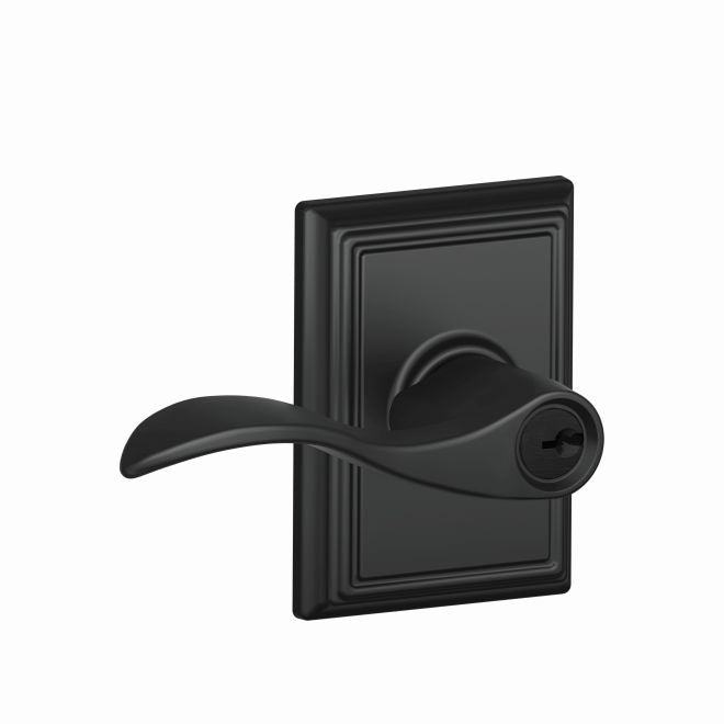 Schlage Accent Lever With Addison Rosette Keyed Entry Lock in Flat Black finish