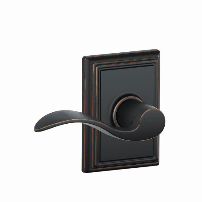 Schlage Accent Passage Lever With Addison Rosette in Aged Bronze finish