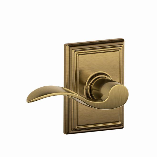 Schlage Accent Passage Lever With Addison Rosette in Antique Brass finish