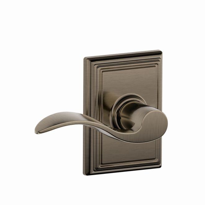 Schlage Accent Passage Lever With Addison Rosette in Antique Pewter finish