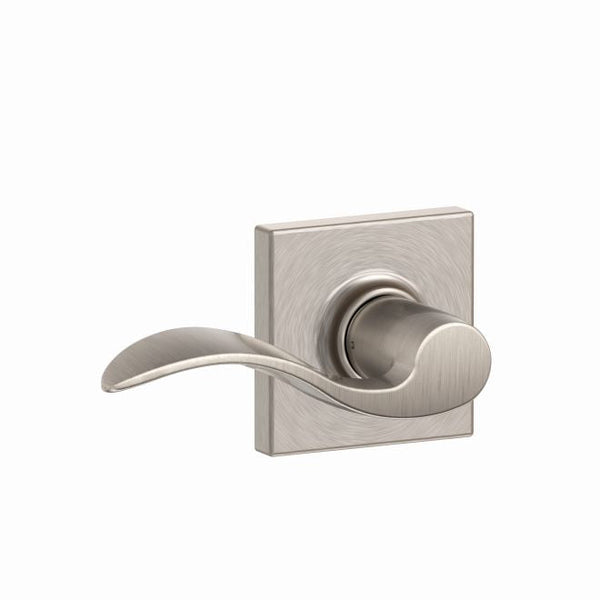 Schlage Accent Passage Lever With Collins Rosette in Satin Nickel finish