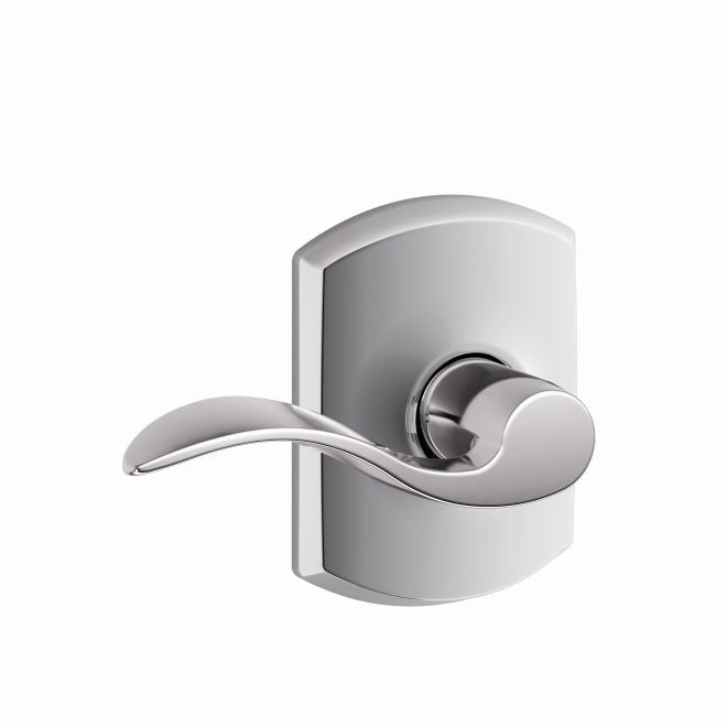 Schlage Accent Passage Lever With Greenwich Rosette in Bright Chrome finish