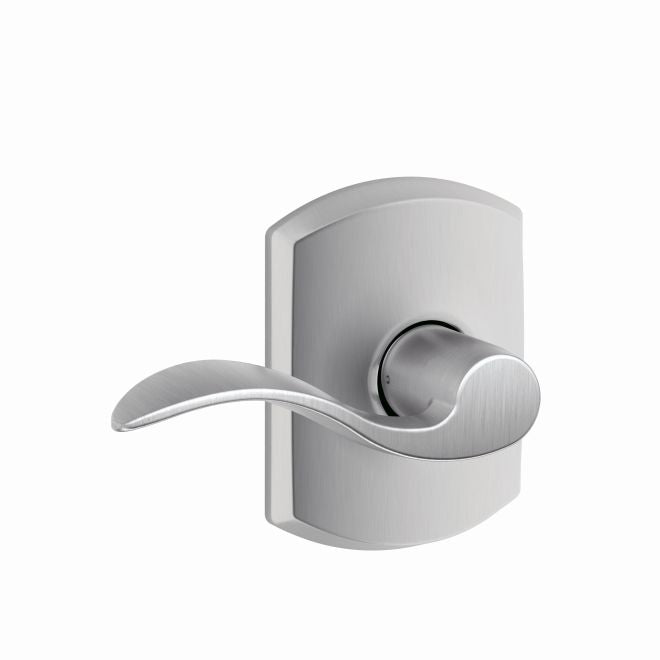 Schlage Accent Passage Lever With Greenwich Rosette in Satin Chrome finish