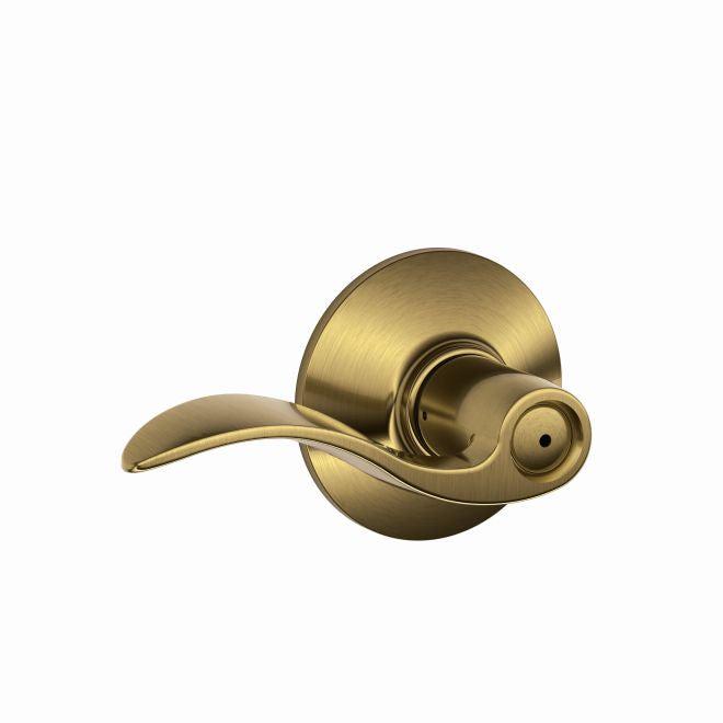 Schlage Accent Privacy Lever in Antique Brass finish