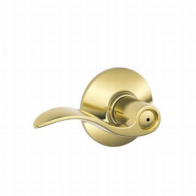 Schlage Accent Privacy Lever in Bright Brass finish