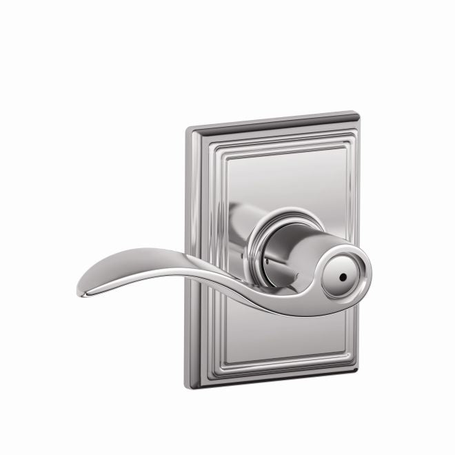 Schlage Accent Privacy Lever With Addison Rosette in Bright Chrome finish