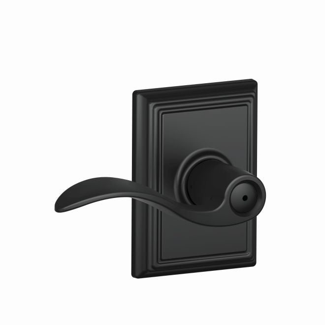 Schlage Accent Privacy Lever With Addison Rosette in Flat Black finish