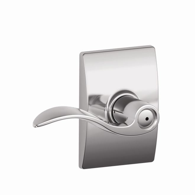 Schlage Accent Privacy Lever With Century Rosette in Bright Chrome finish