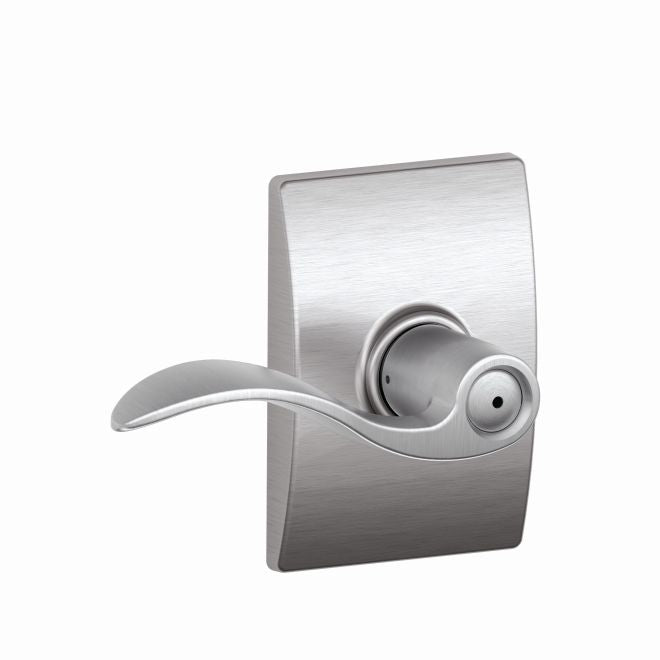 Schlage Accent Privacy Lever With Century Rosette in Satin Chrome finish