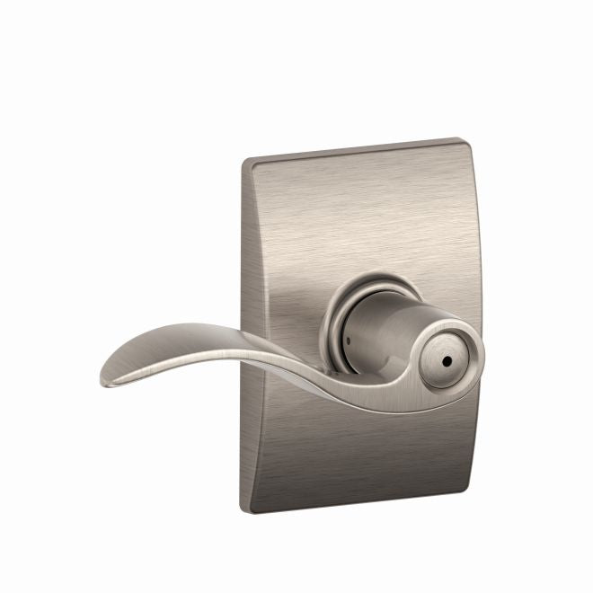 Schlage Accent Privacy Lever With Century Rosette in Satin Nickel finish