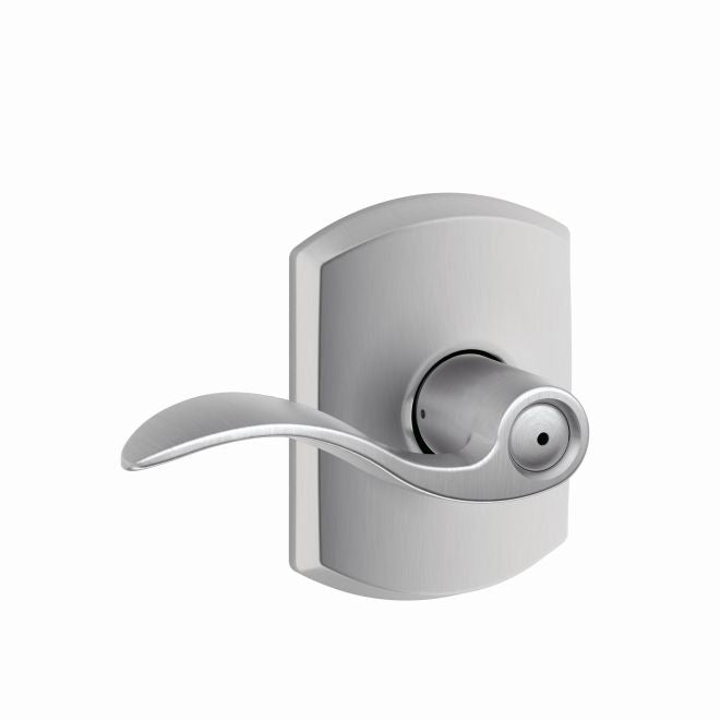 Schlage Accent Privacy Lever With Greenwich Rosette in Satin Chrome finish