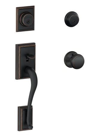 Schlage Addison Double Cylinder Handleset With Andover Knob in Aged Bronze finish