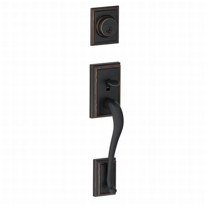 Schlage Addison Dummy Exterior Handleset Only - Interior Trim Sold Separately in Aged Bronze finish