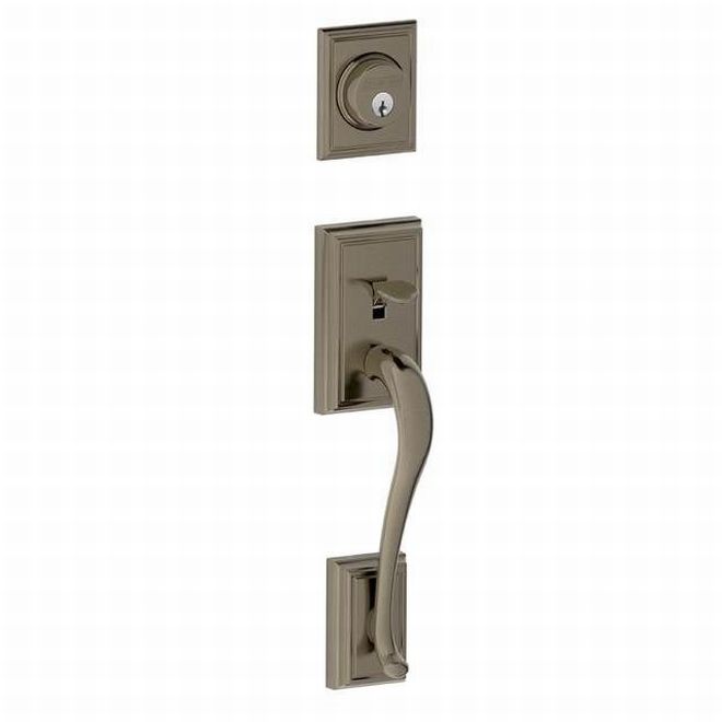 Schlage Addison Dummy Exterior Handleset Only - Interior Trim Sold Separately in Antique Pewter finish