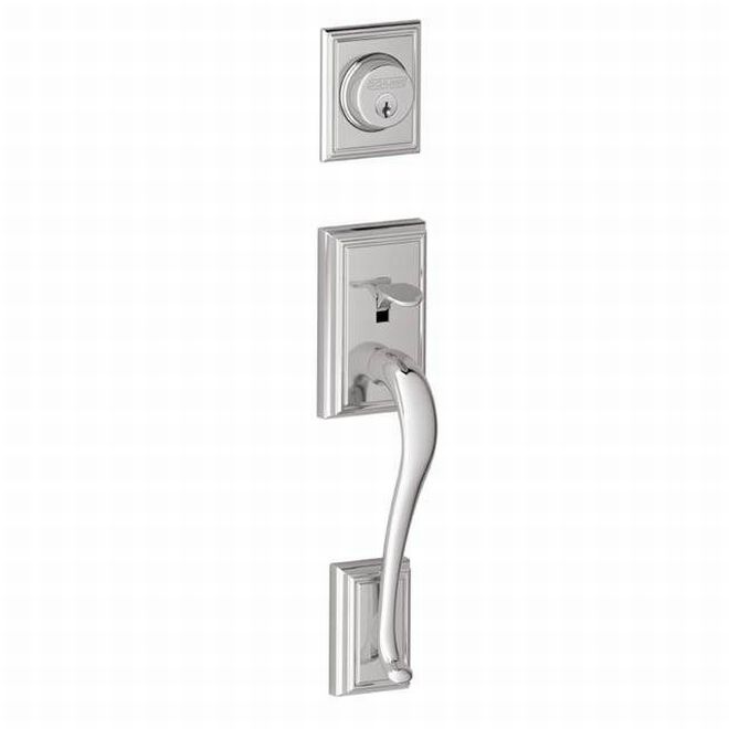 Schlage Addison Dummy Exterior Handleset Only - Interior Trim Sold Separately in Bright Chrome finish