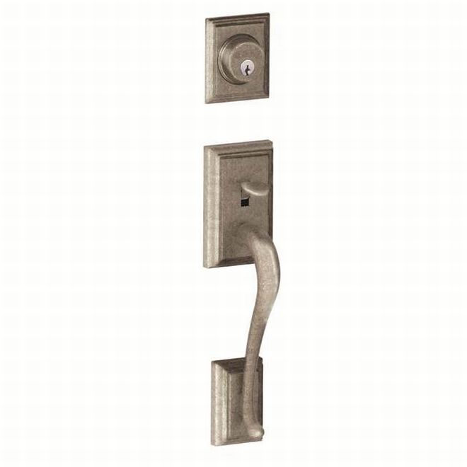 Schlage Addison Dummy Exterior Handleset Only - Interior Trim Sold Separately in Distressed Nickel finish