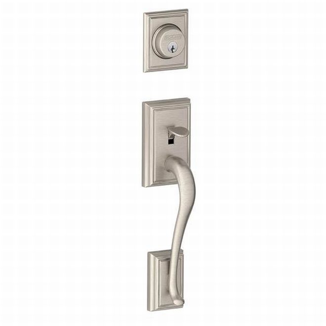 Schlage Addison Dummy Exterior Handleset Only - Interior Trim Sold Separately in Satin Nickel finish