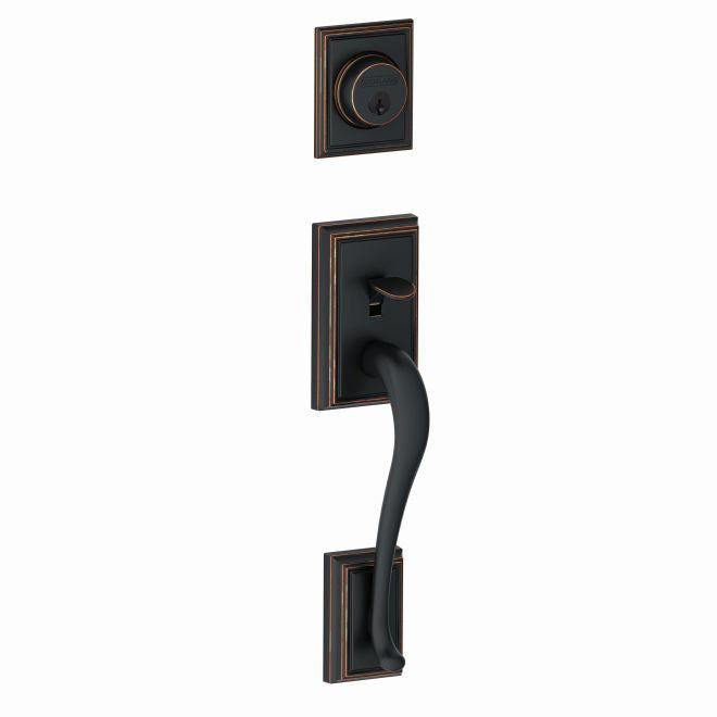 Schlage Addison Single Cylinder Exterior Active Handleset Only - Interior Trim Sold Separately in Aged Bronze finish