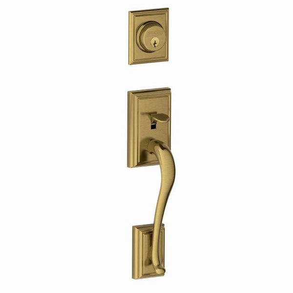 Schlage Addison Single Cylinder Exterior Active Handleset Only - Interior Trim Sold Separately in Antique Brass finish