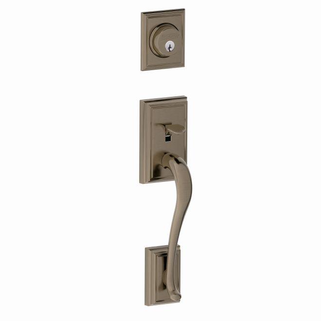 Schlage Addison Single Cylinder Exterior Active Handleset Only - Interior Trim Sold Separately in Antique Pewter finish