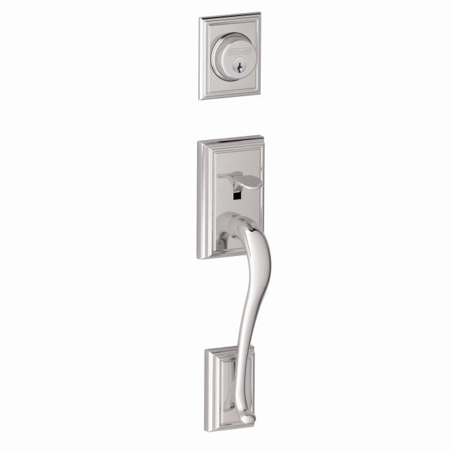 Schlage Addison Single Cylinder Exterior Active Handleset Only - Interior Trim Sold Separately in Bright Chrome finish