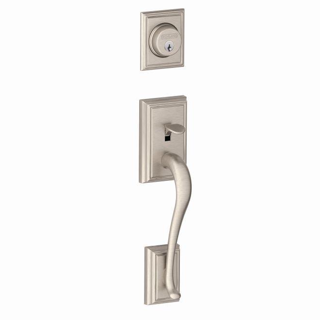 Schlage Addison Single Cylinder Exterior Active Handleset Only - Interior Trim Sold Separately in Satin Nickel finish