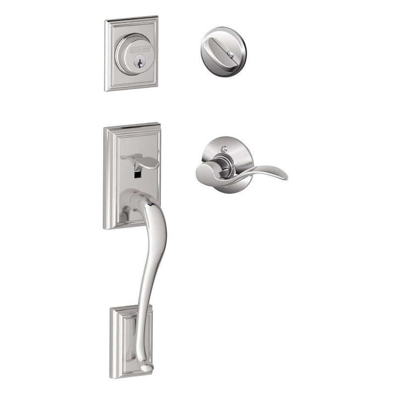 Schlage Addison Single Cylinder Handleset with Left Handed Accent Lever in Bright Chrome finish