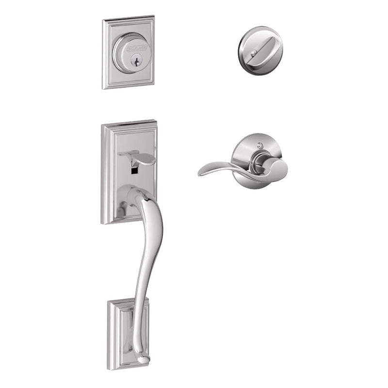 Schlage Addison Single Cylinder Handleset with Right Handed Accent Lever in Bright Chrome finish