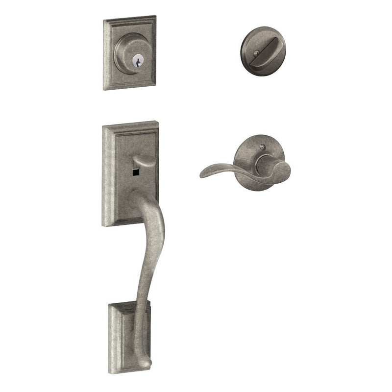 Schlage Addison Single Cylinder Handleset with Right Handed Accent Lever in Distressed Nickel finish