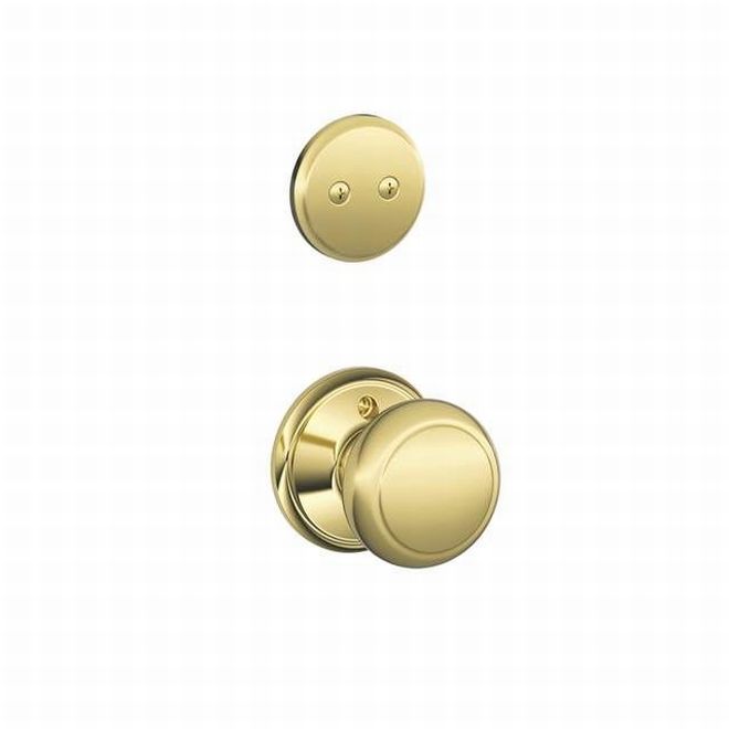 Schlage Andover Knob Dummy Interior Trim - Exterior Handleset Sold Separately in Bright Brass finish