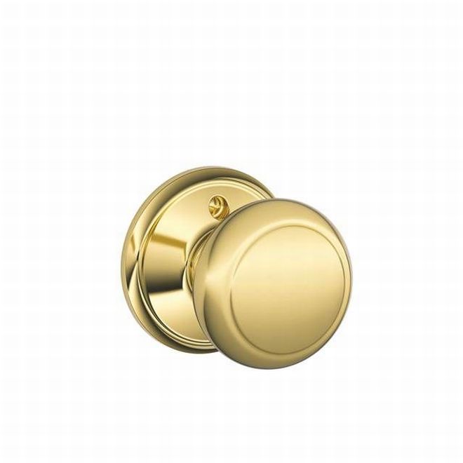 Schlage Andover Knob Half Dummy in Bright Brass finish