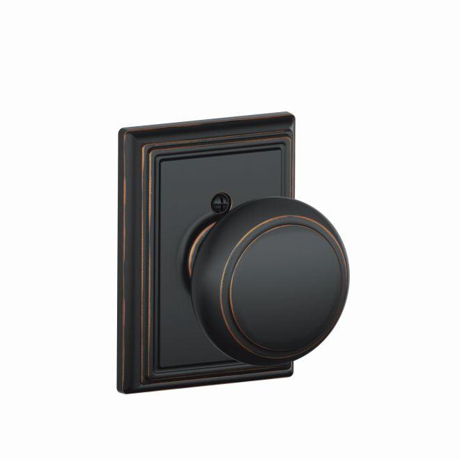 Schlage Andover Knob Half Dummy With Addison Rosette in Aged Bronze finish