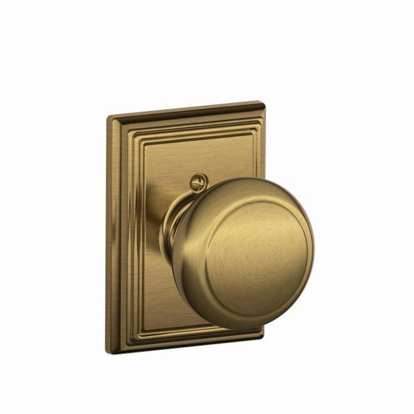 Schlage Andover Knob Half Dummy With Addison Rosette in Antique Brass finish