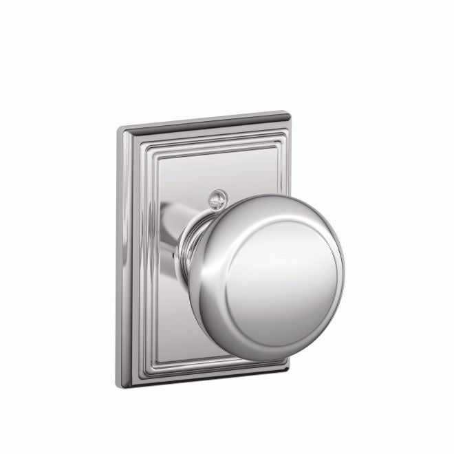 Schlage Andover Knob Half Dummy With Addison Rosette in Bright Chrome finish