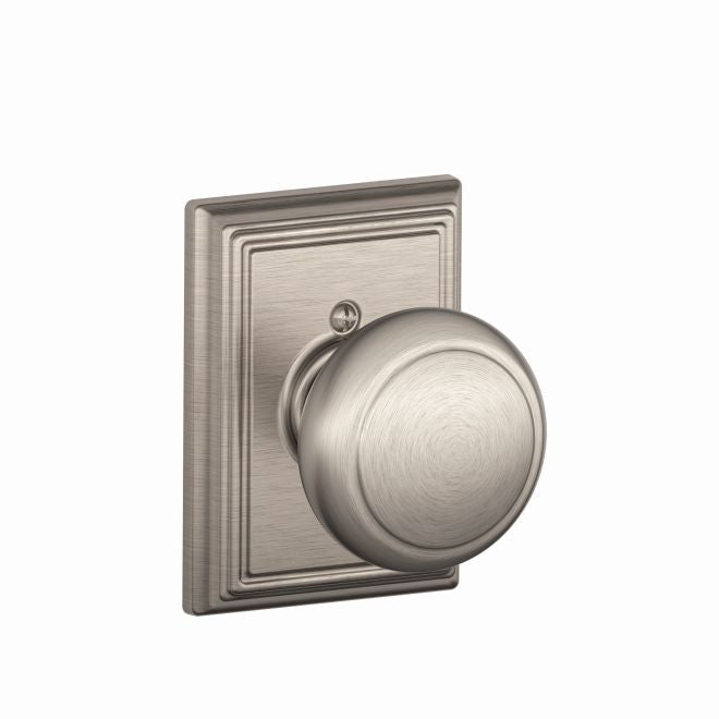 Schlage Andover Knob Half Dummy With Addison Rosette in Satin Nickel finish